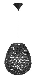 PARANA LE42139 Nowoczesna lampa wisząca z plecionym abażurem kulistym czarna