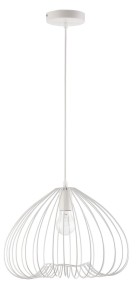 PETARE LE42145 Nowoczesna lampa wisząca Biała metalowa o ażurowym kształcie czaszy