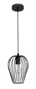 PUENTE LE42151 Nowoczesna lampa wisząca o geometrycznym kształcie metalowa czarna  z kloszem w formie klatki