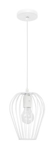 PUENTE LE42152 Nowoczesna lampa wisząca Biała metalowa klatka o smukłym kształcie