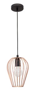 PUENTE LE42153 Lampa wisząca nowoczesna miedziana o geometrycznym kształcie  z ażurowym kloszem