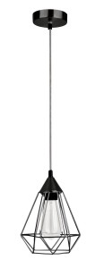 SERENA LE42163 Lampa wisząca nowoczesna o geometrycznym kształcie czarna z metalową klatką