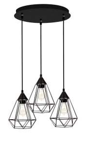 SERENA LE42164 Trójramienna lampa wisząca nowoczesna o geometrycznym kształcie czarna metalowa