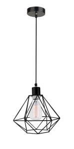 PUERTO LE42165 Nowoczesna lampa wisząca o geometrycznym kształcie diamentu czarna metalowa
