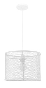 SITGES LE42172 Nowoczesna lampa wisząca Biała metalowa siatka Walcowy kształt