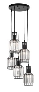 TANDIL LE42178 Nowoczesna lampa wisząca pięciopunktowa o cylindrycznym kształcie z kryształowymi elementami Elegancka lampa