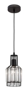 TANDIL LE42179 Nowoczesna lampa wisząca Czarna z kryształami Elegancki cylindryczny klosz