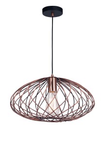 TARAZA LE42180 Nowoczesna lampa wisząca miedziana o owalnym kształcie z ażurowym kloszem