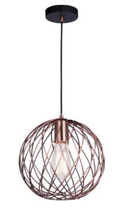 TARAZA LE42182 Nowoczesna lampa wisząca o kulistym kształcie z metalową, miedzianą oprawą.  Elegancka lampa.