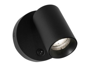 SITGES LE42255 Nowoczesna lampa ścienna cylindryczna czarna z włącznikiem