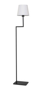 BIRUACA LE42264 Lampa podłogowa Elegancka lampa o prostym geometrycznym kształcie Biało czarna z tkaninowym abażurem