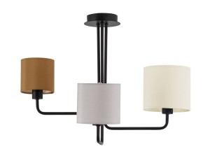 CABELLO LE42275 Nowoczesna lampa wisząca Trzy cylindryczne klosze Elegancka lampa z metalu i tkaniny