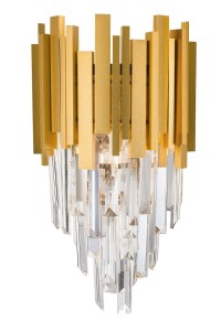 CAMPANA LE42287 Nowoczesna złota lampa ścienna z kryształowymi elementami kaskadowy design