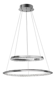 CAUCETE LE42309 Lampa wisząca nowoczesna podwójny pierścień chrom aluminiowo-kryształowa