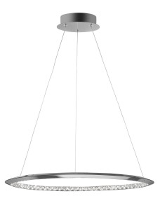 CAUCETE LE42311 Nowoczesna lampa wisząca o owalnym kształcie z aluminiowo-kryształowym wykończeniem