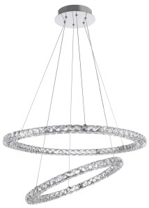 CERCEDA LE42314 Nowoczesna lampa wisząca Dwa pierścienie kryształowe Chrom