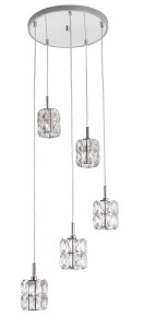 CHARATA LE42325 Nowoczesna lampa wisząca z pięcioma cylindrycznymi kloszami Elegancka lampa kryształowa