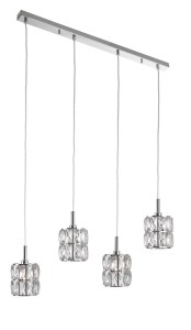 CHARATA LE42326 Nowoczesna lampa wisząca chromowana z kryształowymi kloszami cylindrycznymi