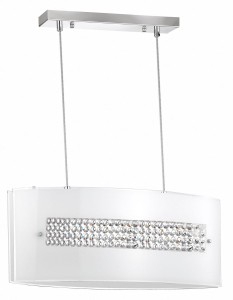 DOLORES LE42354 Lampa wisząca nowoczesna Trzy źródła światła Kryształowy pasek Białe szkło Elegancki design