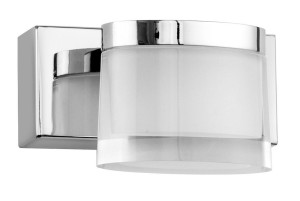 LEGANES LE42424 Lampa łazienkowa chromowana o cylindrycznym kloszu z mlecznego szkła Elegancka lampa ścienna