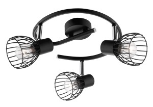 MATURIN LE42473 Trzyramienna lampa sufitowa czarna z kloszami w stylu industrialnym