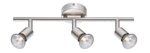 MIRAMAR LE42491 Trzyramienny reflektor sufitowy o cylindrycznym kształcie w satynowym niklu
