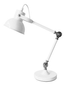 PINAMAR LE42531 Lampa stołowa metalowa biała z regulowanym ramieniem i kloszem