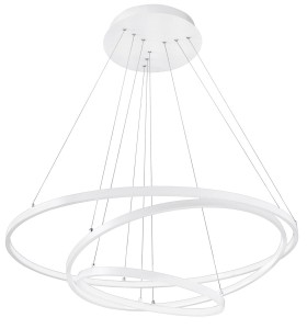 BANOS LE99323 Nowoczesna lampa wisząca o potrójnym pierścieniowym kształcie Biała aluminiowa konstrukcja