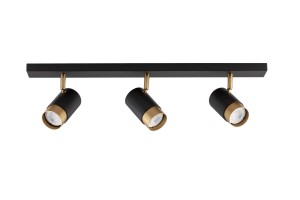 CAYES LE42614 Trzy-punktowa lampa sufitowa o cylindrycznym kształcie Elegancka lampa w kolorze czarnym i złotym
