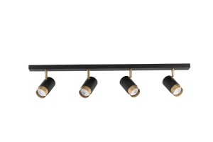 CAYES LE42615 Reflektorki sufitowe czteropunktowe cylindryczne czarne złoto eleganckie