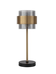 VIEJA LE42626 Lampa stołowa złota z cylindrycznym kloszem z przezroczystego szkła Elegancka lampa