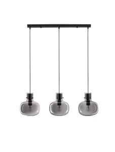 PADRE LE42630 Trójramienna lampa wisząca nowoczesna o owalnych kloszach z czarnego metalu i szkła