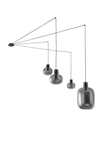PADRE LE42632 Nowoczesna lampa wisząca Czarna z czterema opływowymi kloszami