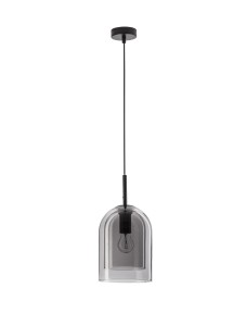 BONAO LE42639 Nowoczesna lampa wisząca z czarnym metalowym kloszem i szarym szkłem Elegancki design