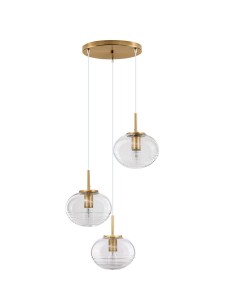 HAINA LE42646 Trójramienna lampa wisząca nowoczesna złota z kloszami w kształcie kuli