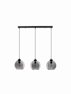 REPOS LE42651 Trójramienna lampa wisząca nowoczesna z kulistymi kloszami z dymionego szkła