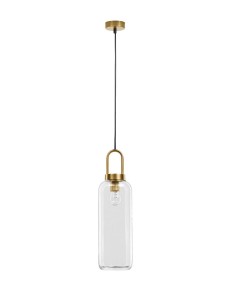 BANES LE42652 Nowoczesna lampa wisząca złota z cylindrycznym kloszem ze szkła