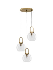 BANES LE42655 Trójramienna lampa wisząca nowoczesna złota z kulistymi kloszami ze szkła