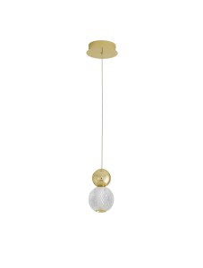 PONCE LE42698 Lampa wisząca LED Złota kula z wzorzystym szkłem Elegancka lampa o dwóch kulach