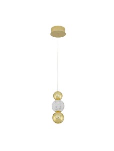 PONCE LE42699 Lampa wisząca LED Trzy kuliste klosze złota i szkło Elegancka lampa o nowoczesnym designie