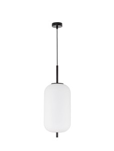 MARC LE42719 Nowoczesna lampa wisząca walcowa czarna z mlecznym szkłem