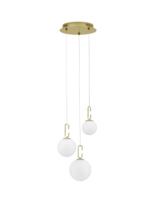 YARA LE42758 Lampa wisząca LED Trzy sferyczne klosze złota elegancja