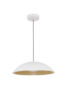 VALLES LE42805 Lampa wisząca LED o półkolistym kloszu z drewnem i możliwością ściemniania