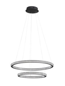 TEPIC LE42821 Lampa wisząca LED Trzy pierścienie aluminiowo silikonowa czarna zintegrowane LED 1200 mm