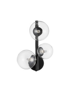 PARLA LE42882 Nowoczesna lampa wisząca Trzy szklane kule Czarny metalowy stelaż Elegancki design