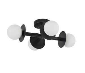 URUAPAN LE42887 Nowoczesna lampa sufitowa czarna z kloszami kulistymi minimalistyczny design