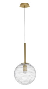 CABRAL LE42905 Nowoczesna lampa wisząca złota kula z efektem krakelowania szkła