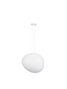 LLODIO LE42937 Nowoczesna lampa wisząca o organicznym kształcie biała z kloszem z mlecznego szkła
