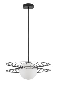 MORELOS LE42939 Nowoczesna lampa wisząca z metalową oprawą i szklanym kloszem o oryginalnym kształcie podwójnego talerza