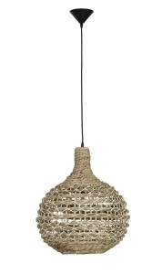 PARANA LE42951 Nowoczesna lampa wisząca z plecionym abażurem w kształcie kuli  z naturalnego hiacyntu wodnego